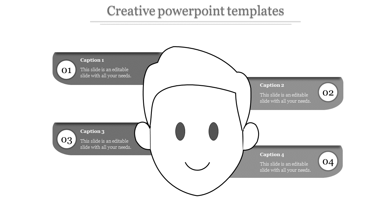 Creative PowerPoint slide featuring a cartoon character with numbered captions.