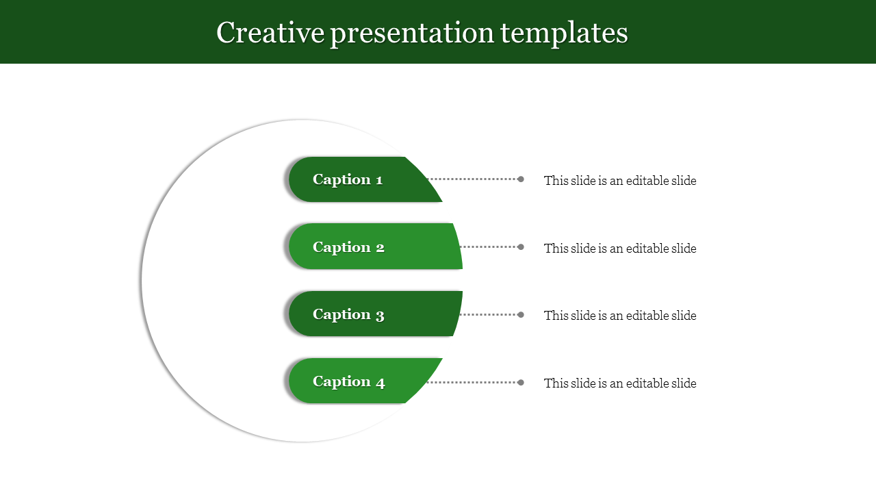 Creative infographic with four horizontal green rounded segments, aligned with dotted lines leading to  text areas.