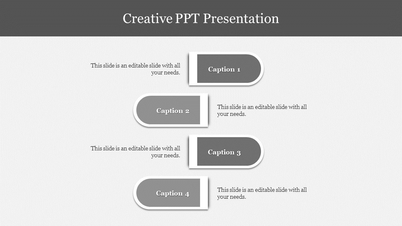 Stacked stepwise infographic with four gray callout blocks, each containing a caption and aligned alternately.