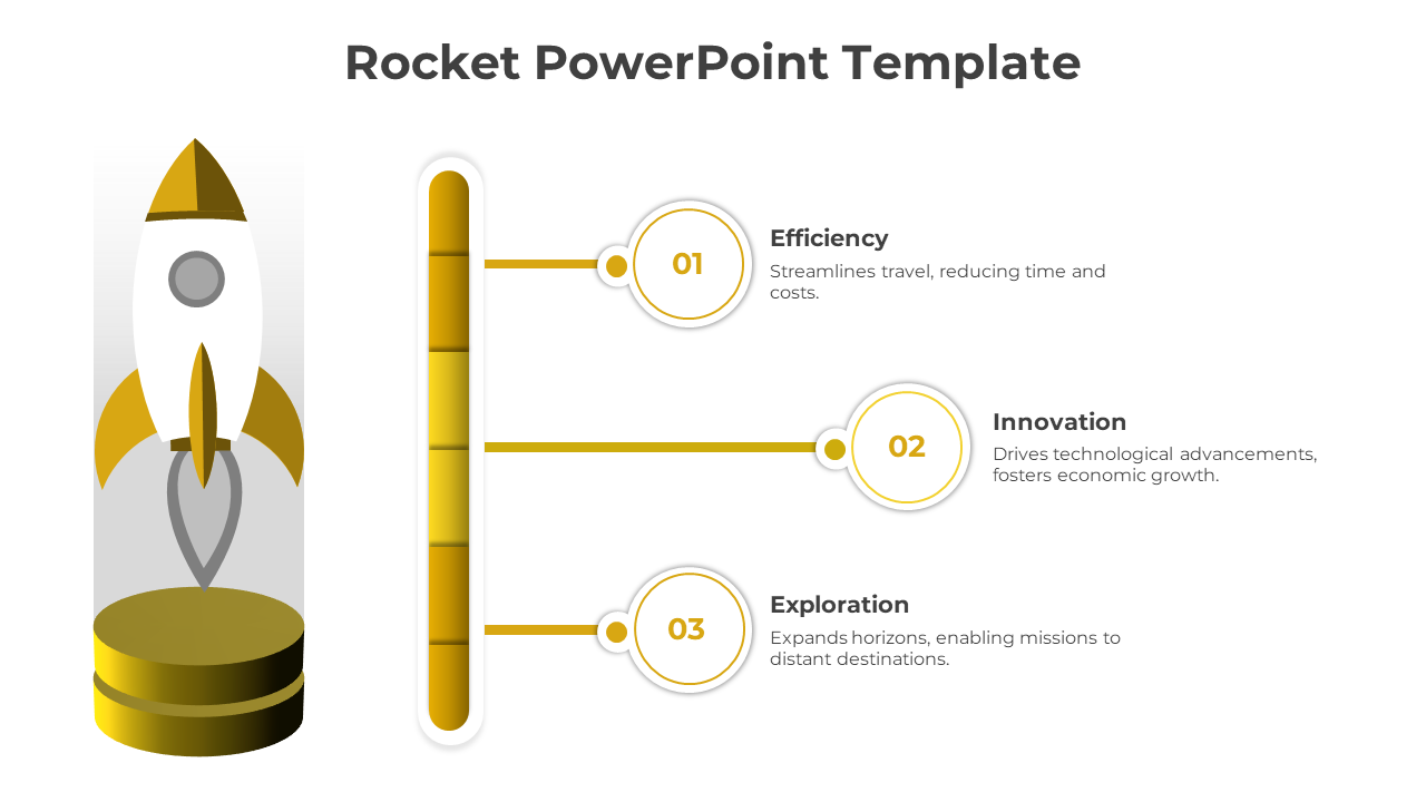Amazing Rocket PowerPoint Template Presentation-Three Node