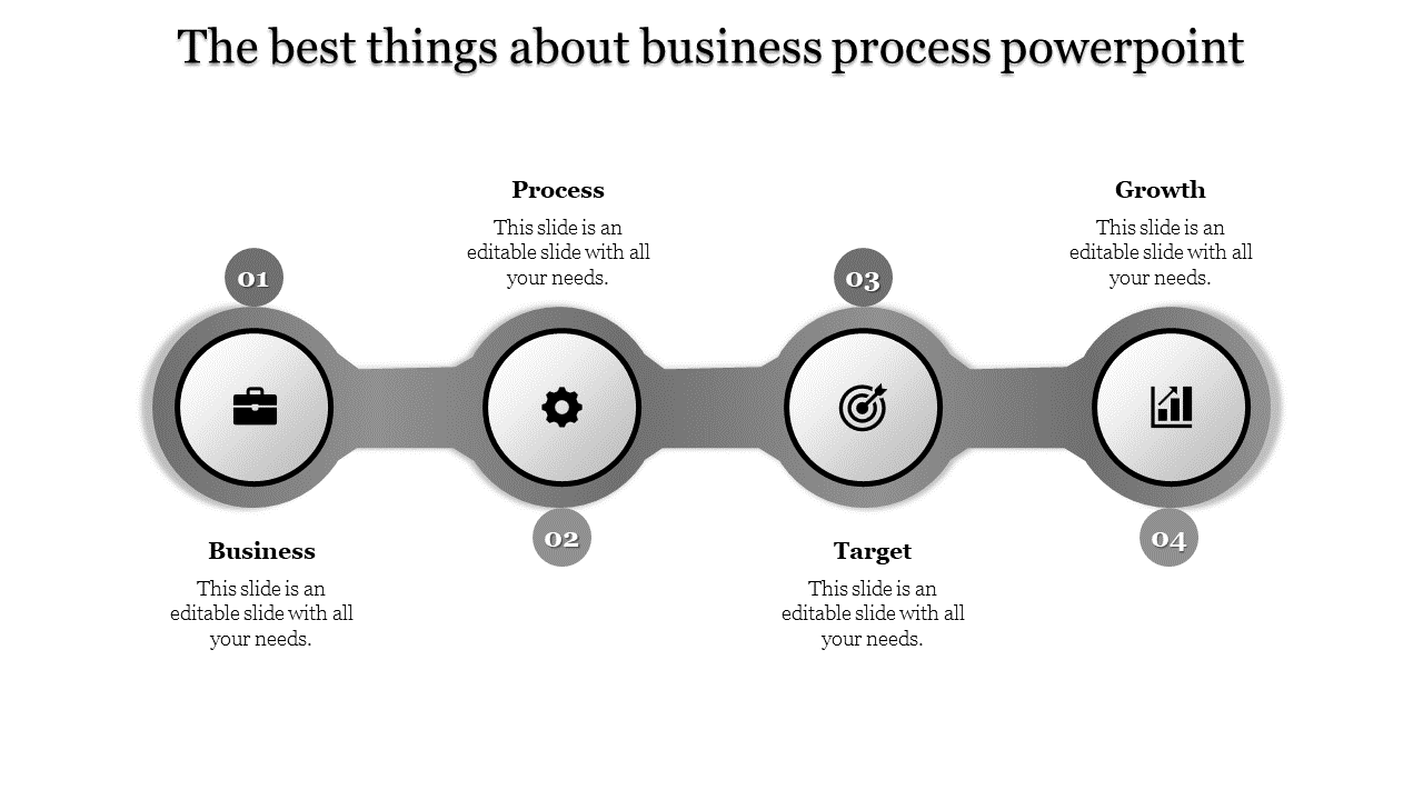 Purple gradient pipeline diagram with four circular nodes labeled 01 to 04, representing business stages.