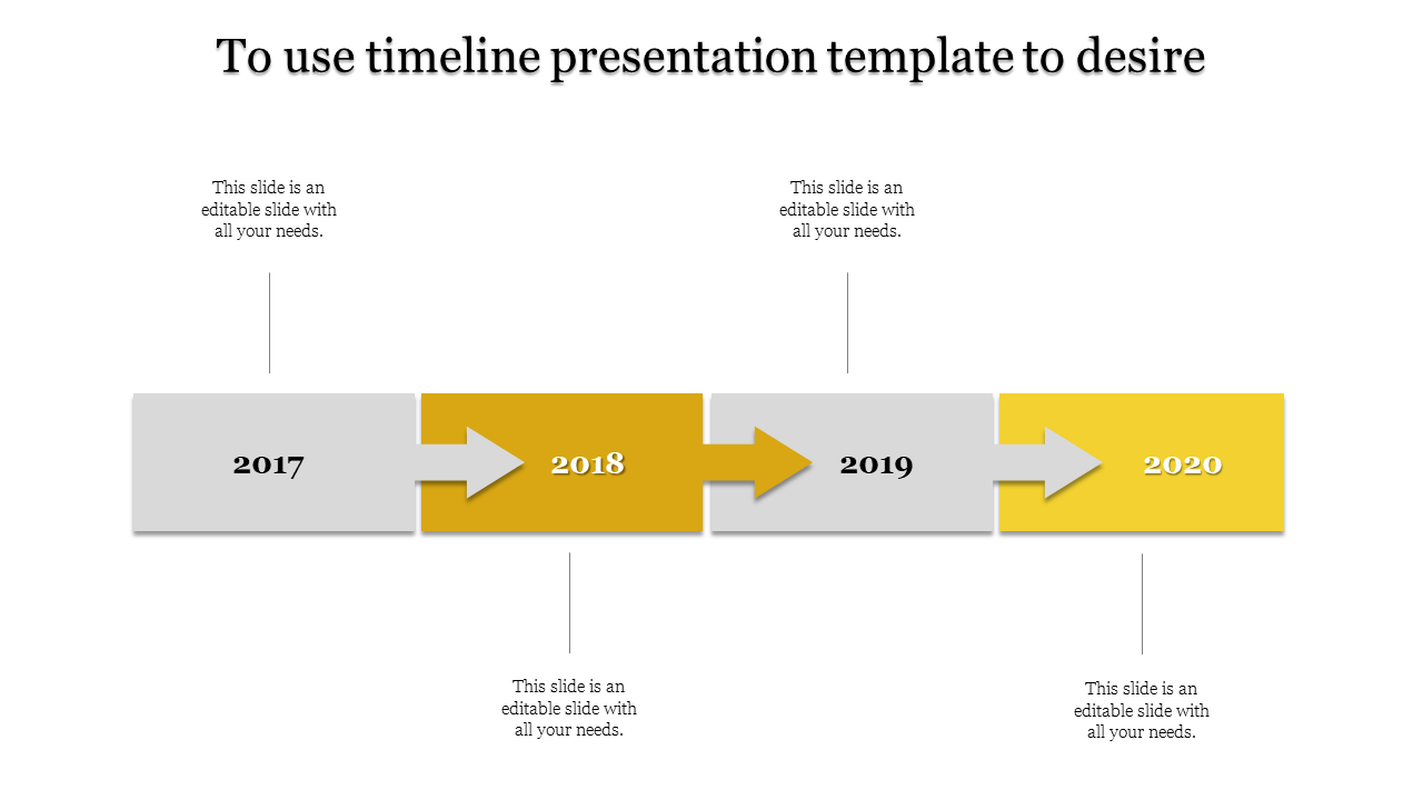 Gray pyramid markers along a curved path displaying yearly milestones from 2014 to 2019 on a light gray backdrop.