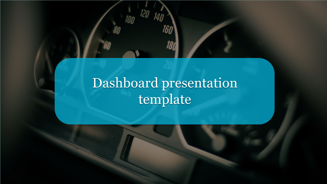 Blurred car dashboard with speedometer, overlaid with a blue text box placed in dark background.