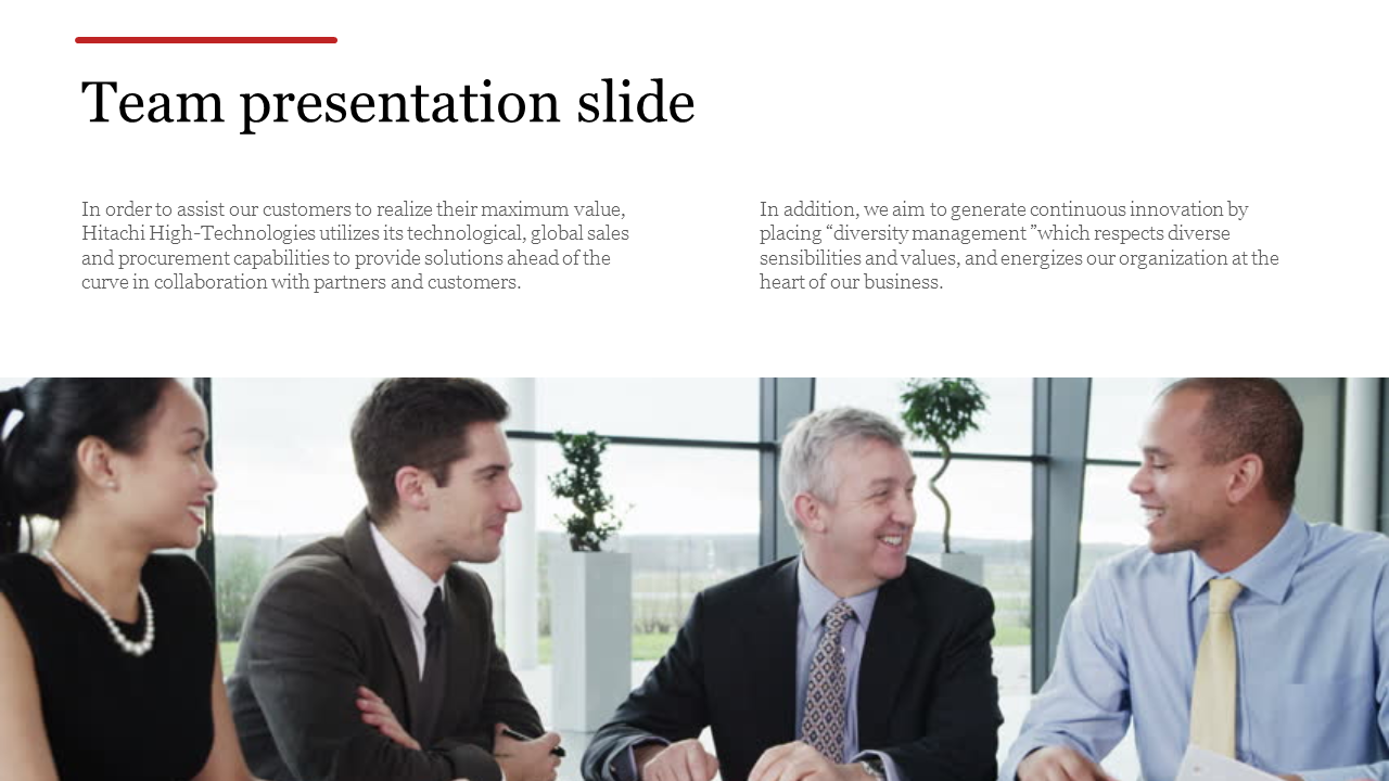 Best Predesigned Team Presentation Slide For Company