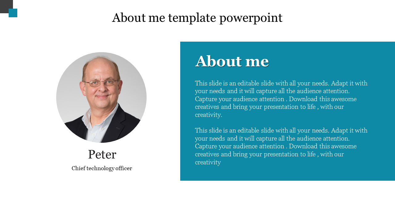Our Predesigned About Me Template PowerPoint Presentation