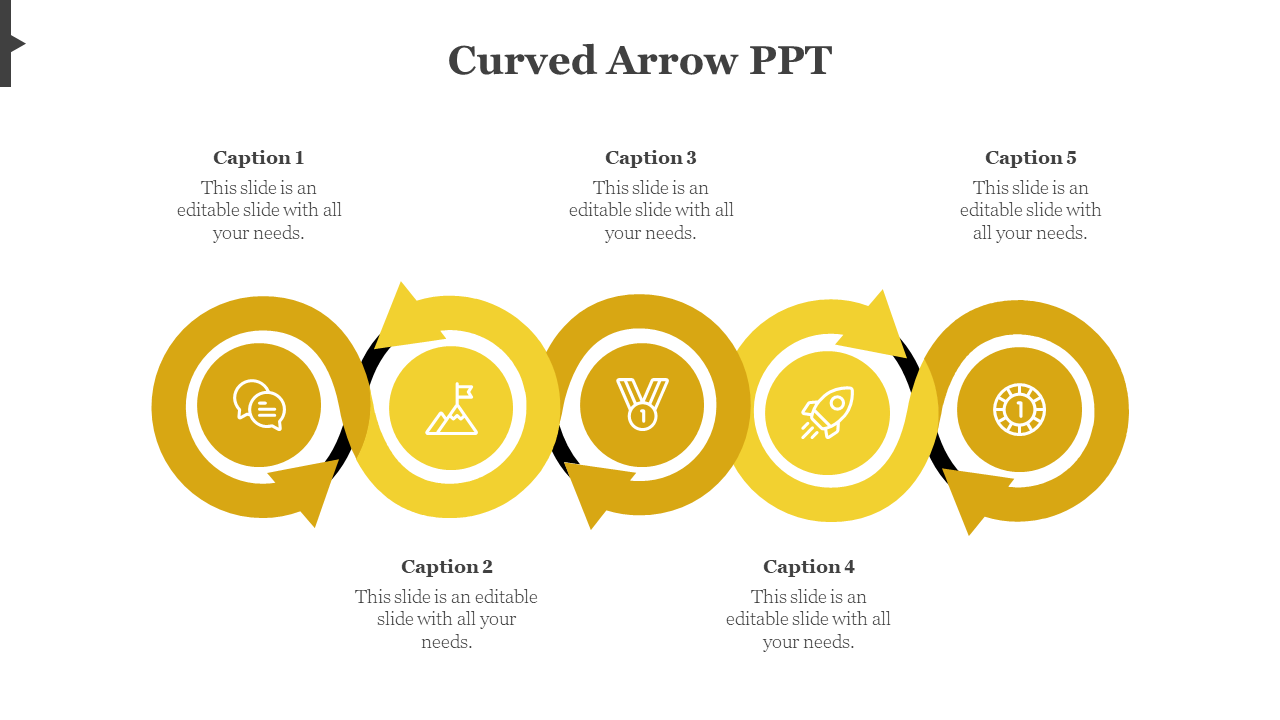 Curved Arrow PPT-5-Yellow
