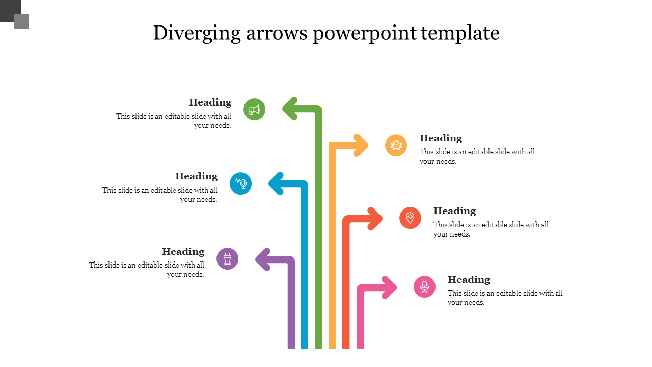 Amazing Diverging Arrows PowerPoint Template Slide