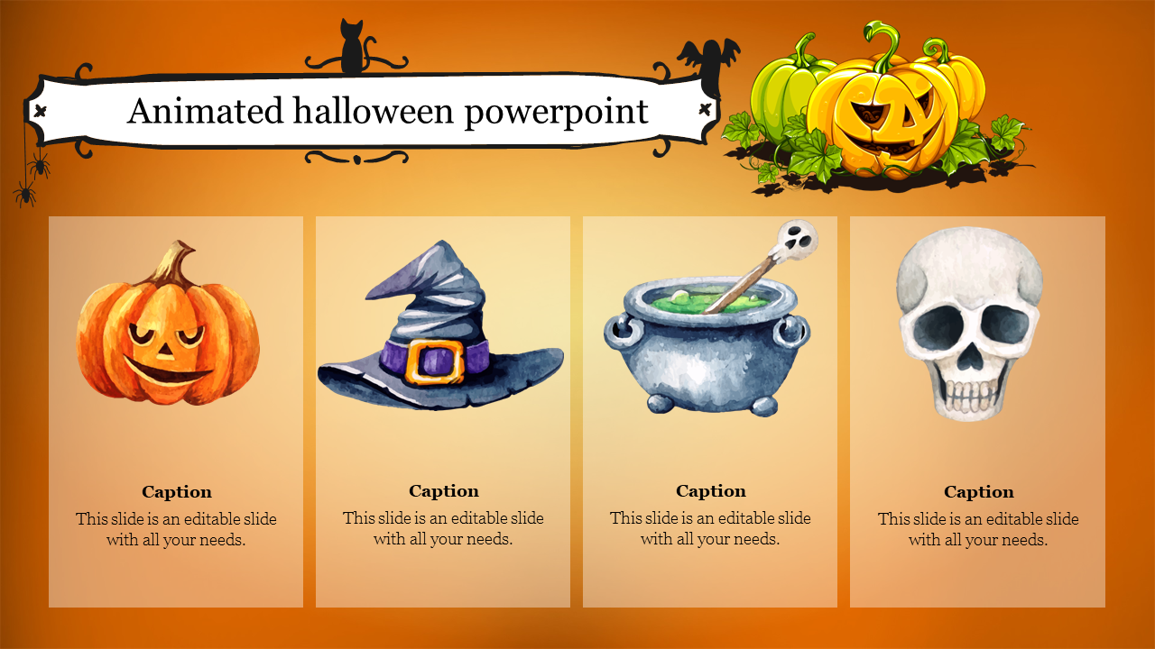 Editable Spooky Animated Halloween PowerPoint Template