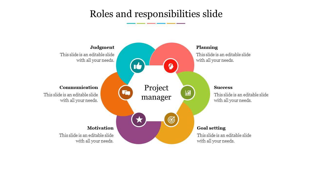 Creative Roles And Responsibilities Slide Template Design