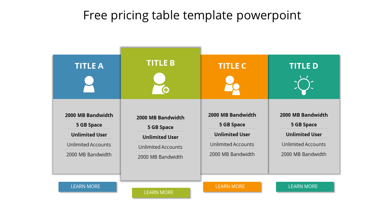 Free Pricing Table Template PowerPoint And Google Slides