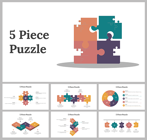 5 Piece Puzzle PowerPoint and Google Slides Templates