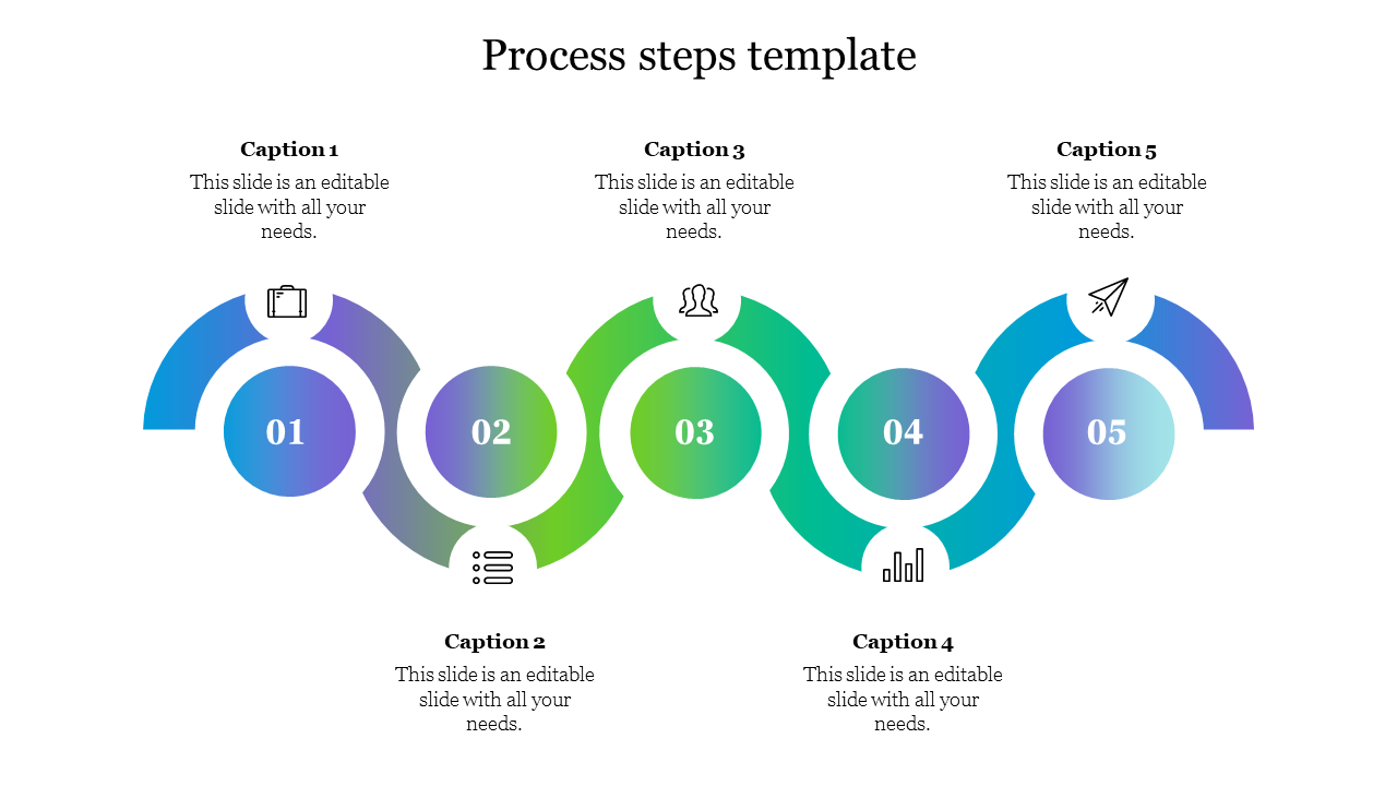 Elegant Process Steps Template Slide Design-Five Node