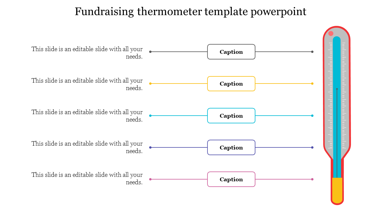 Simple Fundraising Thermometer Template PowerPoint Slide Within Powerpoint Thermometer Template