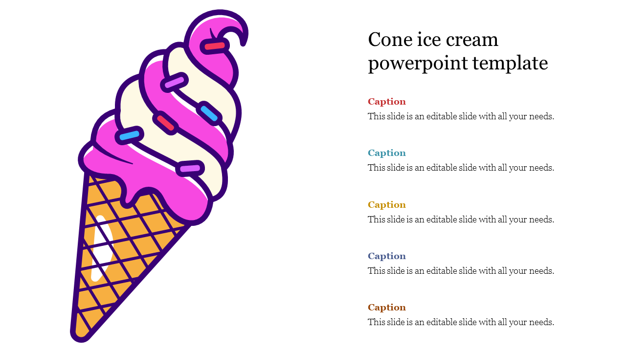 Amazing Cone Ice Cream PowerPoint Template Presentation
