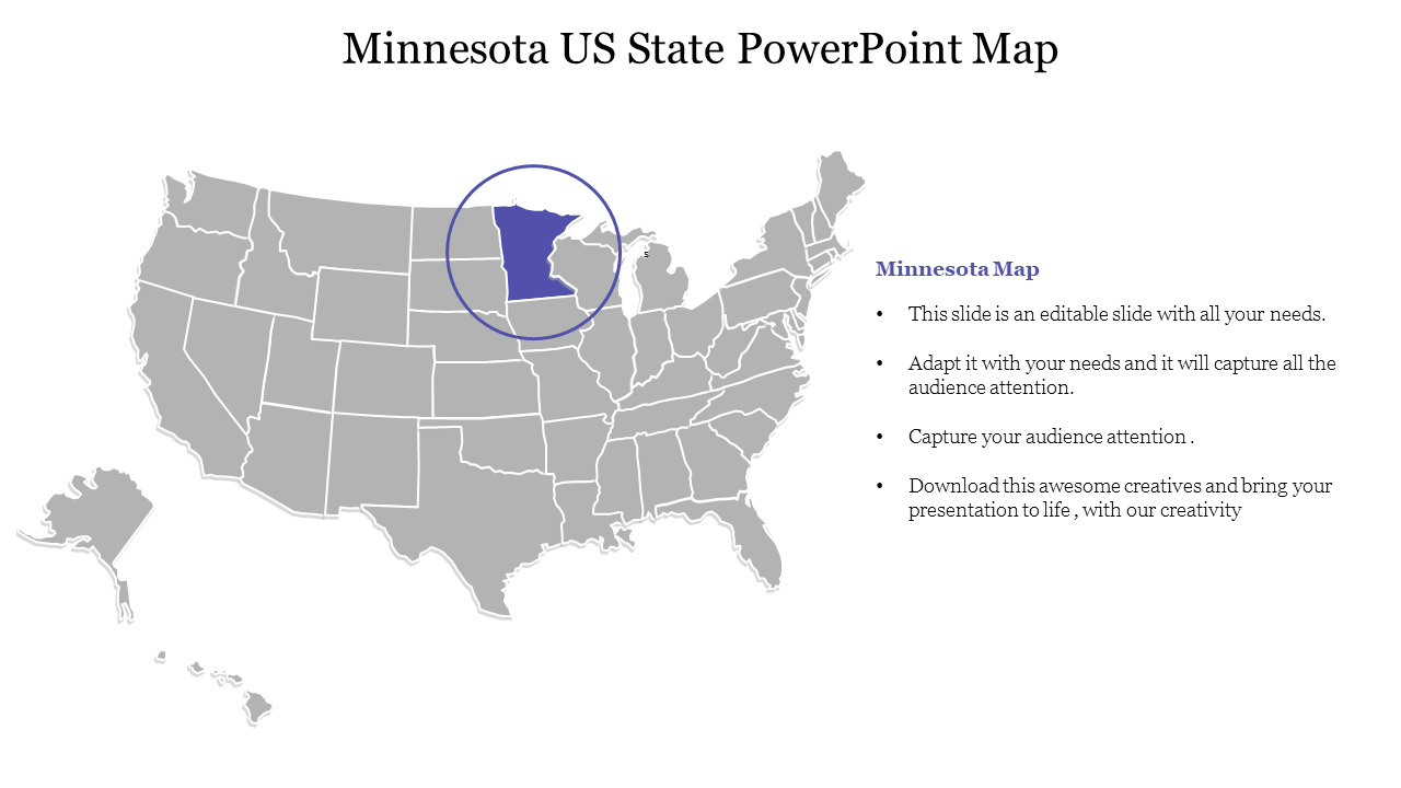 Minnesota US State PowerPoint Map Presentation