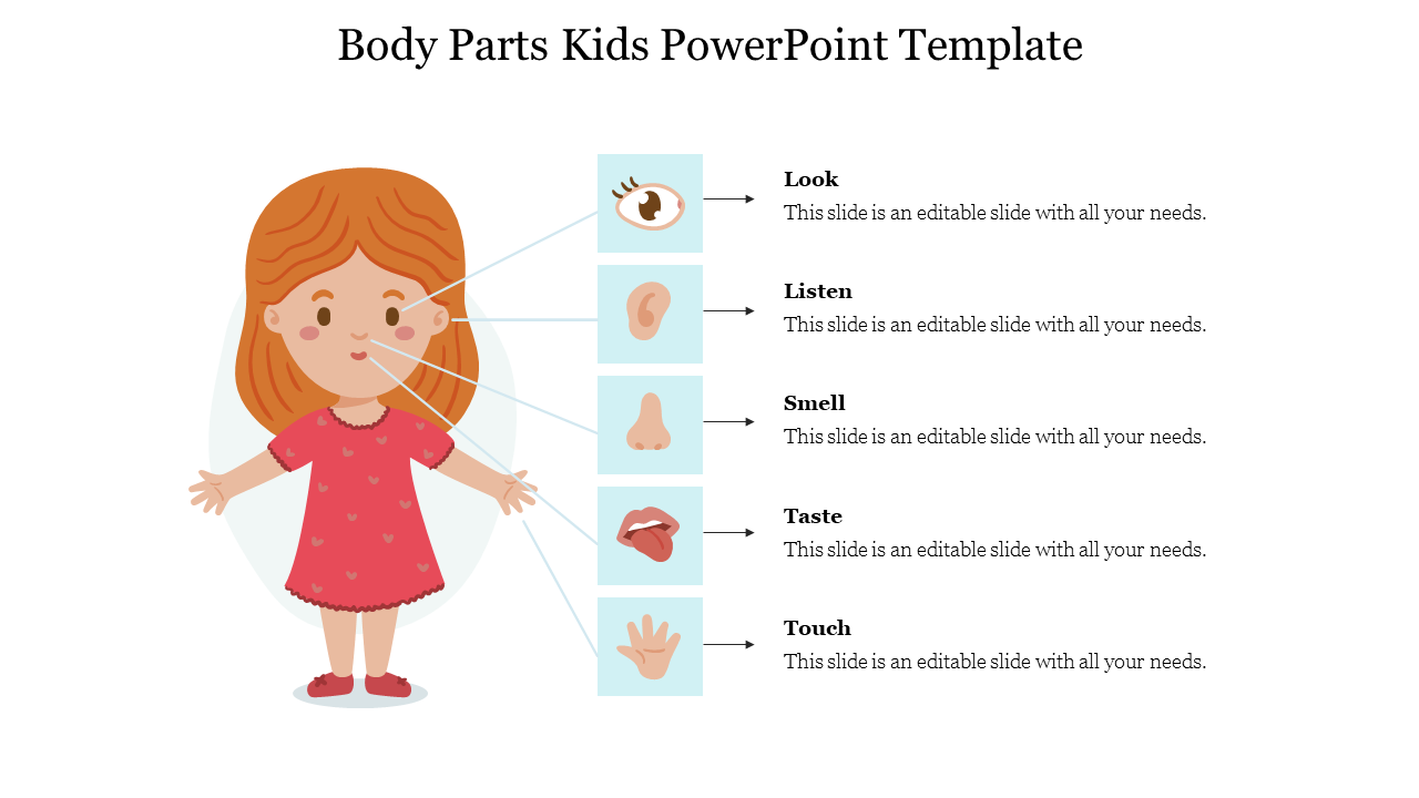 Editable Body Parts Kids PowerPoint Template