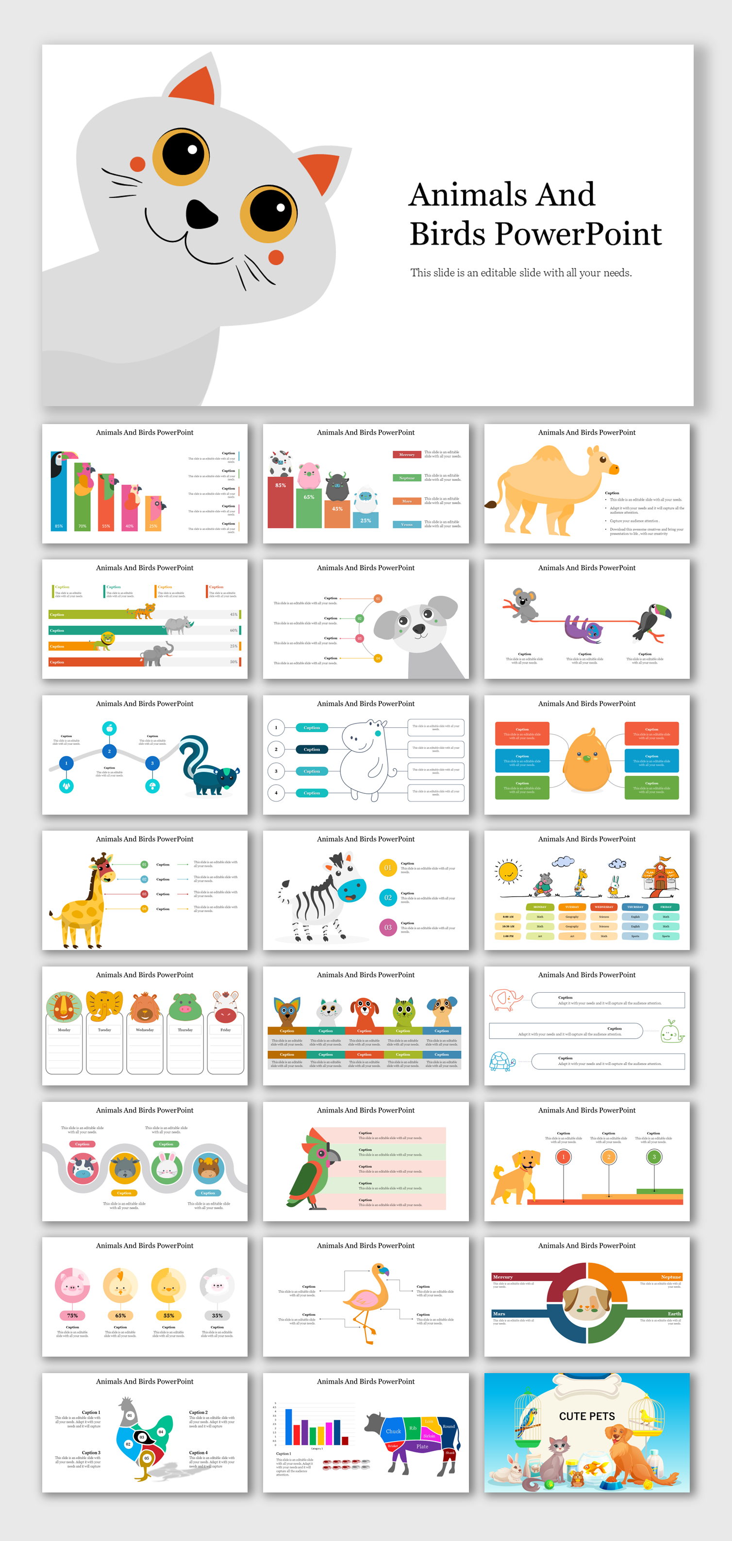 Best Animals and Birds PowerPoint Google Slides Themes