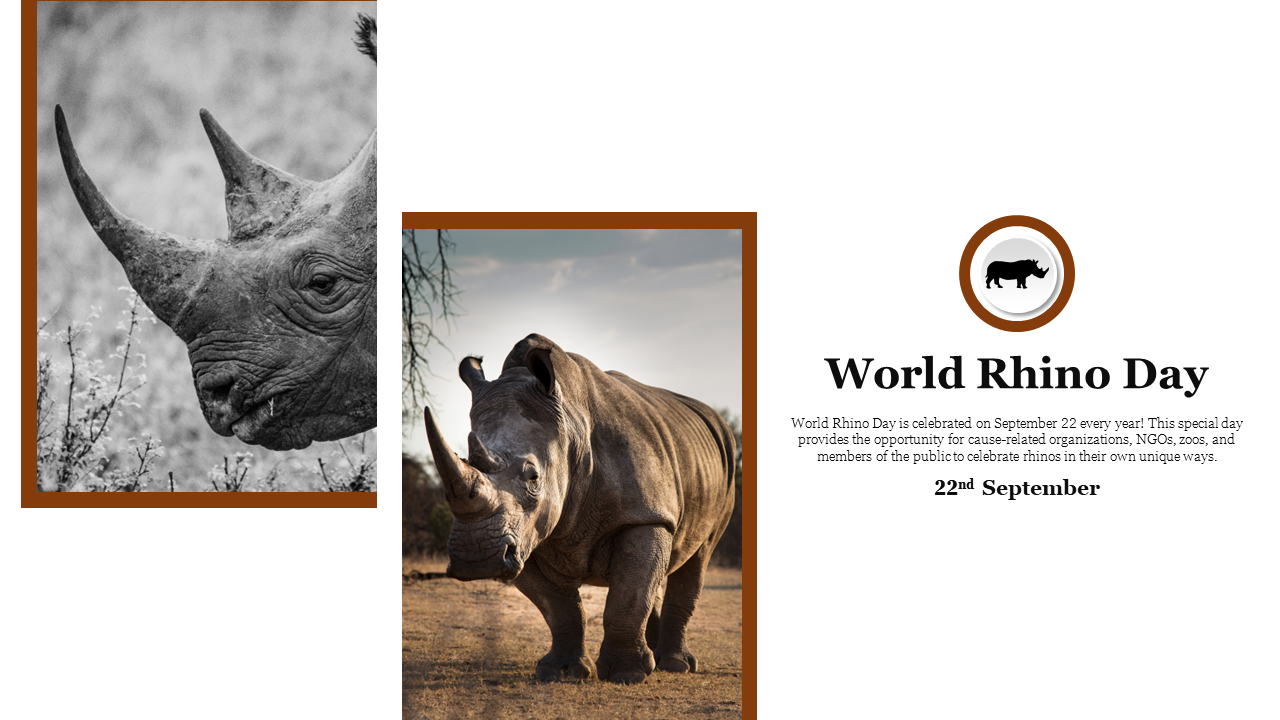 Creative World Rhino Day PowerPoint Template With Icon 