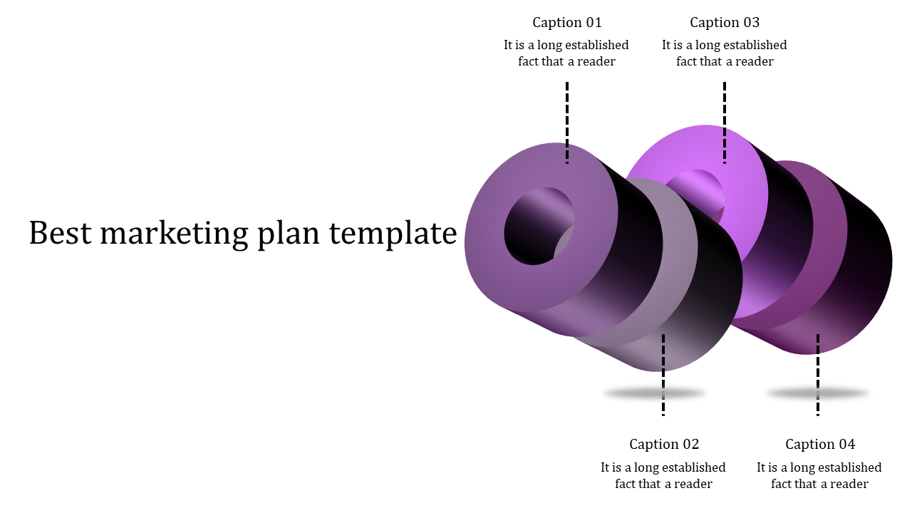 Marketing slide with four interlinked purple rings, connected with dotted lines to caption areas.