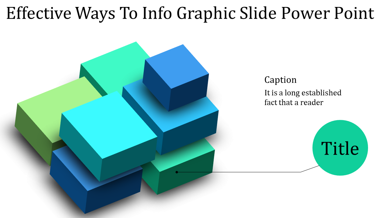 An infographic slide with colorful stacked cubes arranged in varying sizes illustrates a PowerPoint slide design.