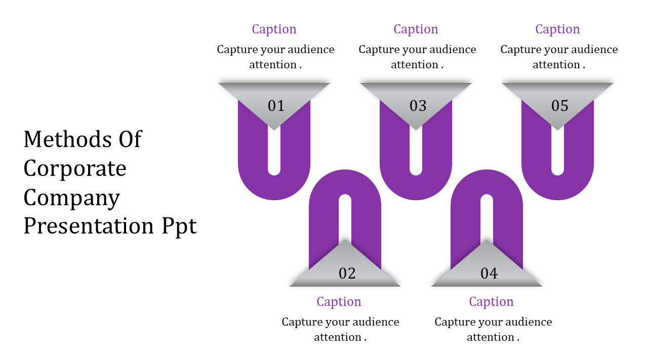 Diagram of purple U-shaped arrows arranged in a grid with numbered triangles and placeholder text areas.