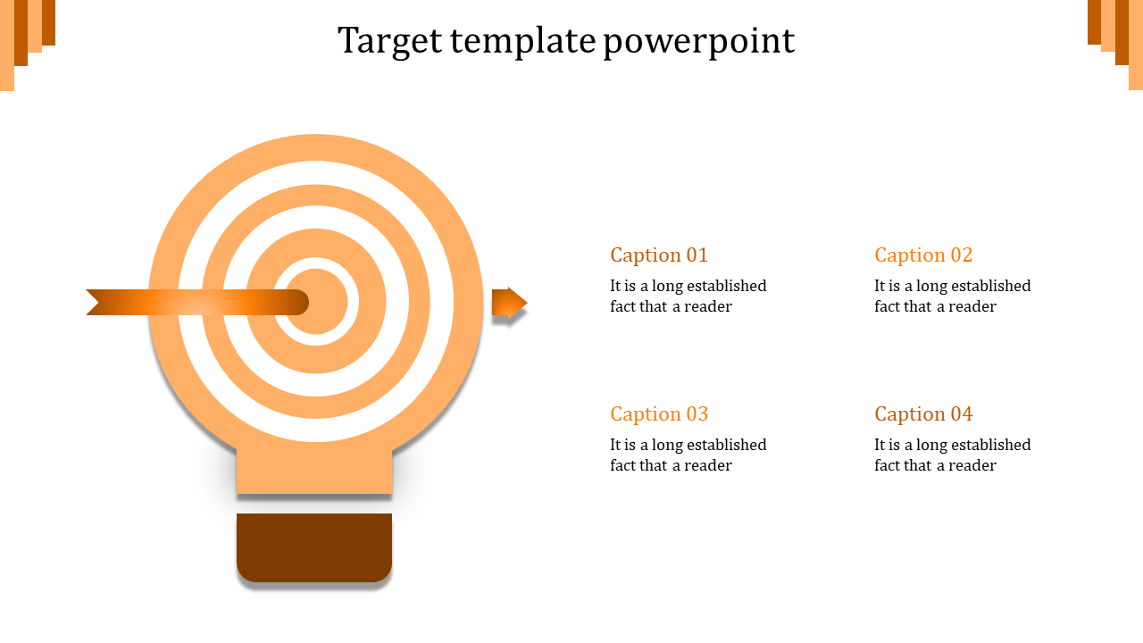 Target infographic with a lightbulb-shaped design, featuring concentric circles and an arrow passing through the center.