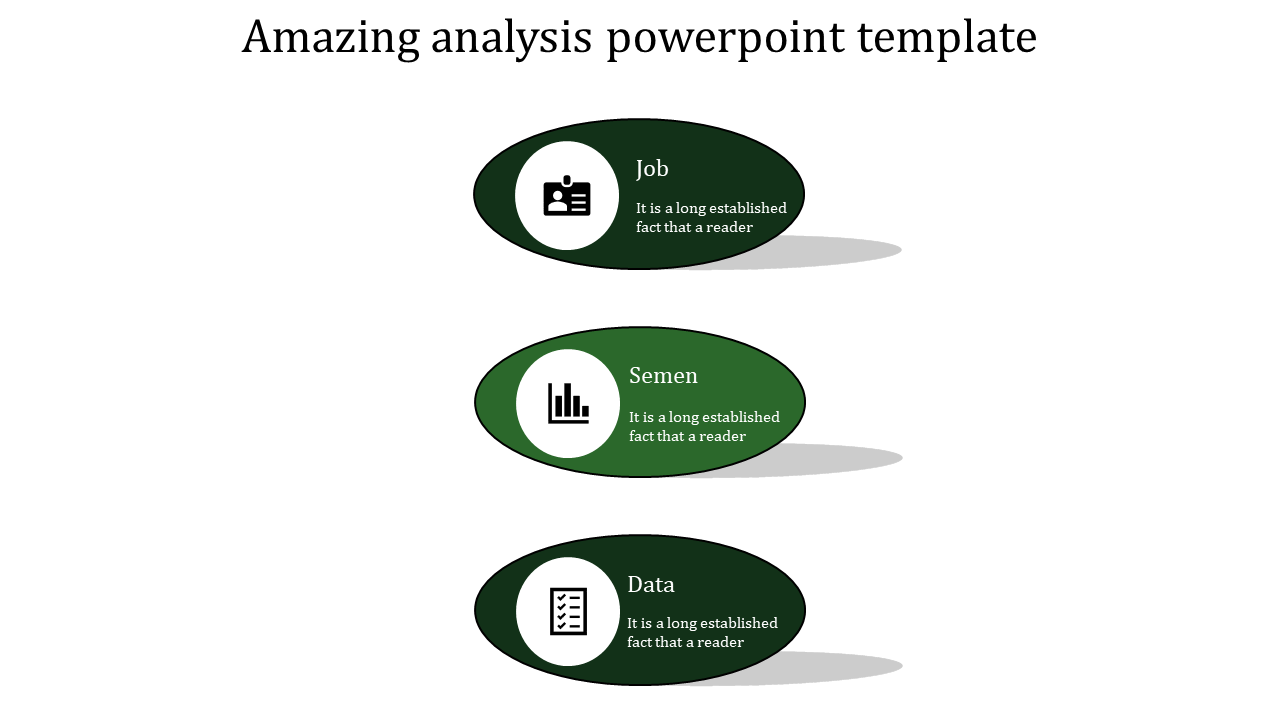Green oval infographic with sections for Job, Semen, and Data, accompanied by icons and descriptions.