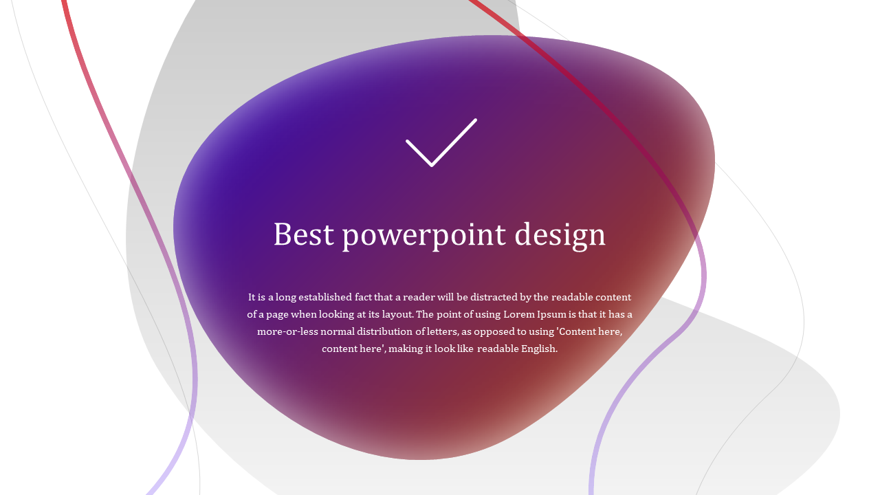 Slide featuring a fluid gradient shape in purple and red with curved lines and centered white text.