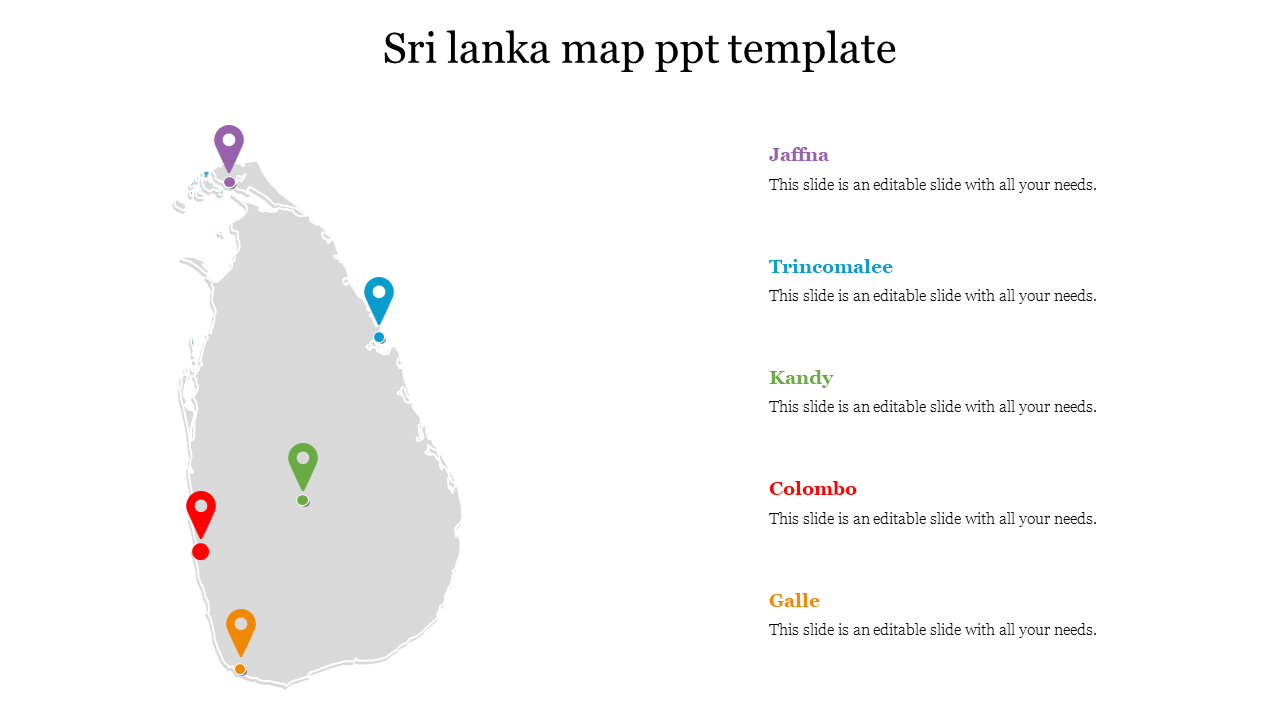 Editable Sri Lanka Map PPT Template 