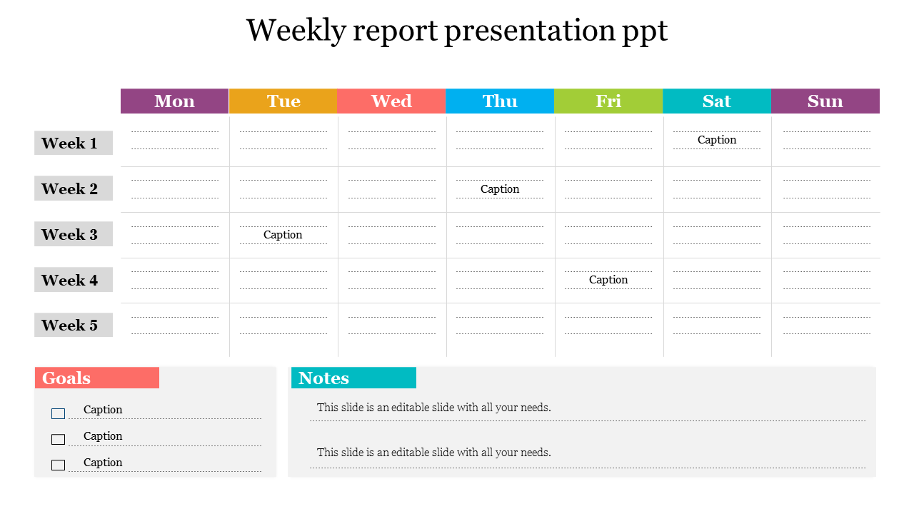 Nice Weekly Report Presentation PPT 