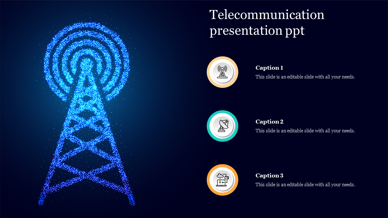 Telecommunication Presentation PPT Template With Three Nodes
