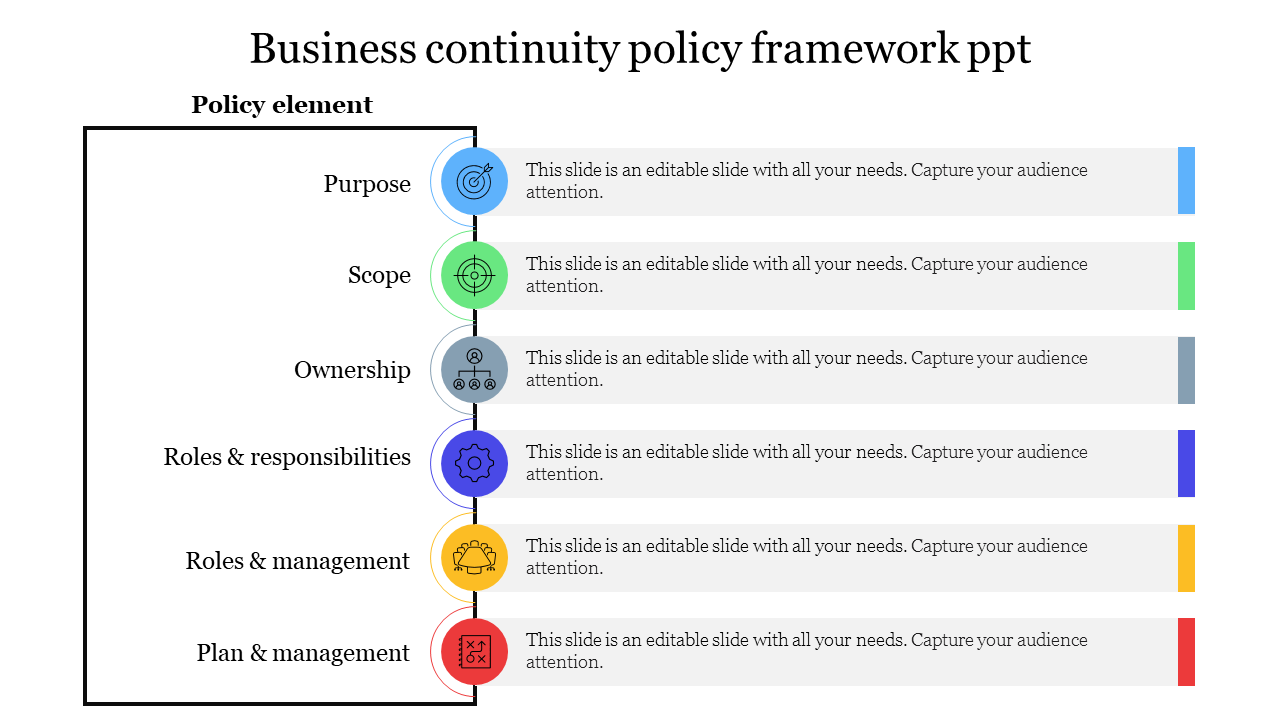 Creative Business Continuity Policy Framework PPT
