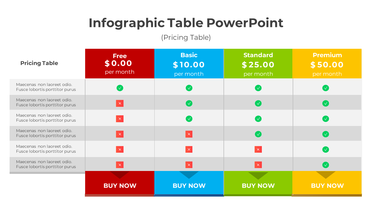 Infographic Table PowerPoint