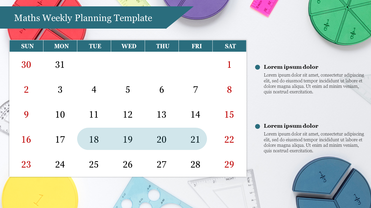 Maths Weekly Planning Template