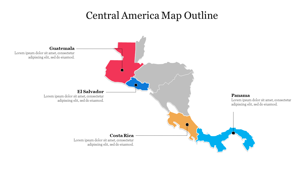 Creative Central America Map Outline Presentation Slide