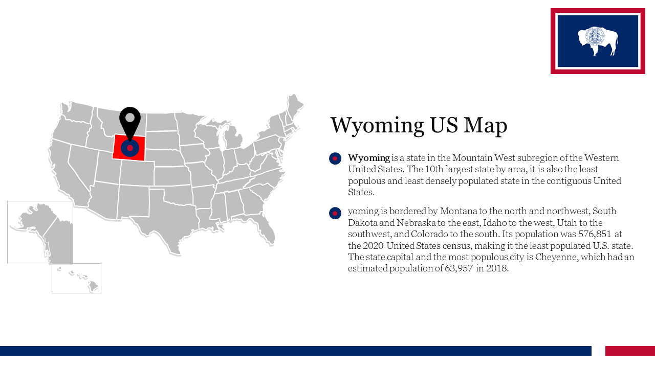 Creative Wyoming US Map PowerPoint Presentation Slide