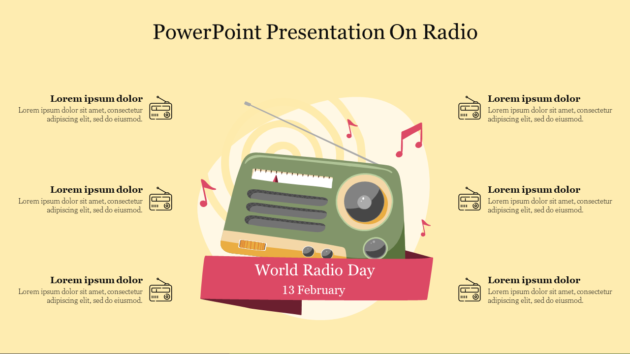 Creative PowerPoint Presentation On Radio Template Slide 