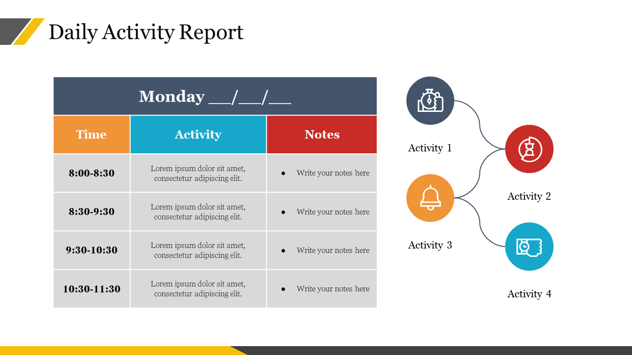 Daily Activity Report PowerPoint Template and Google Slides