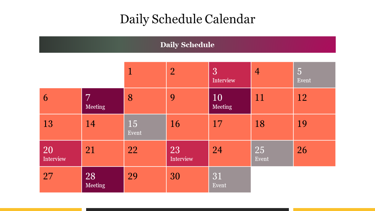 Daily Schedule Calendar