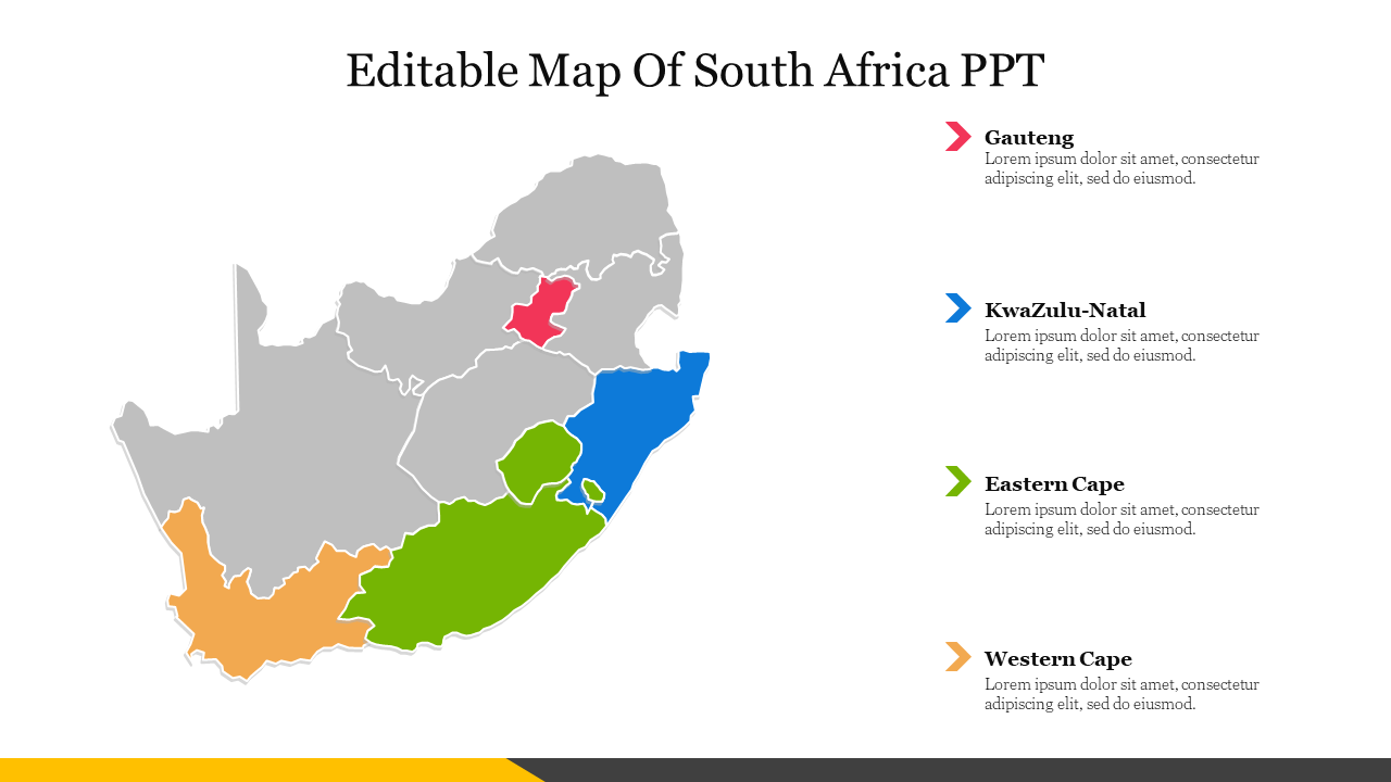 Free Editable Map Of South Africa PPT