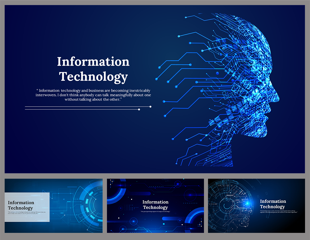 Awesome Blue Information Technology Simple Ppt Template
