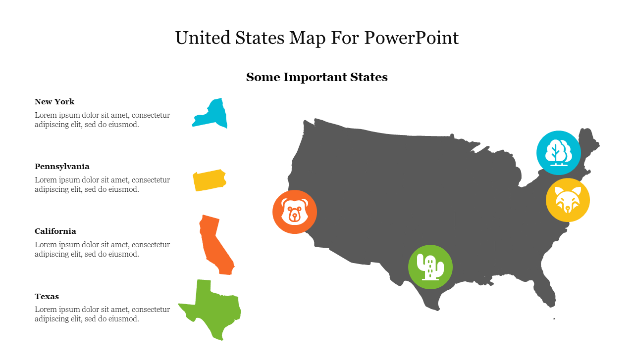 Effective United States Map For PowerPoint Presentation