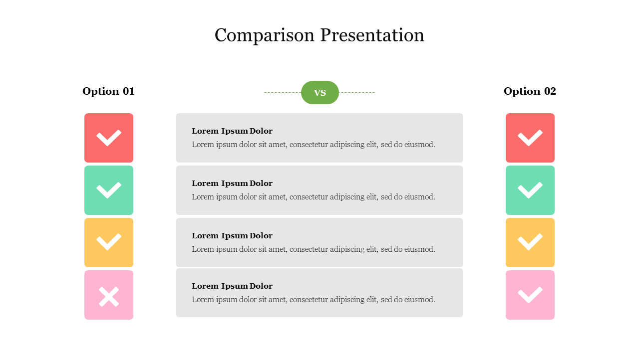Amazing Comparison Presentation Template Slide PPT