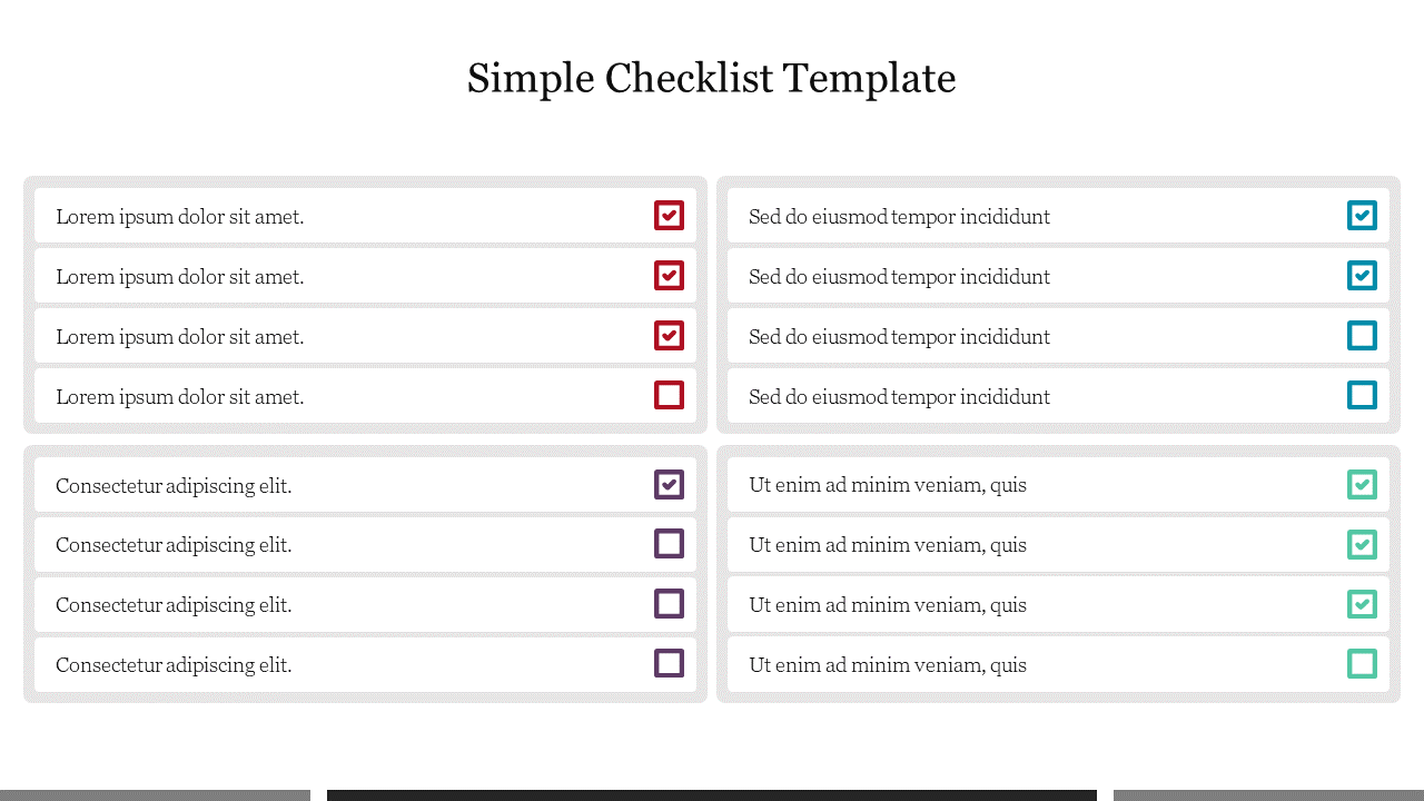 Effective Simple Checklist Template Presentation Slide