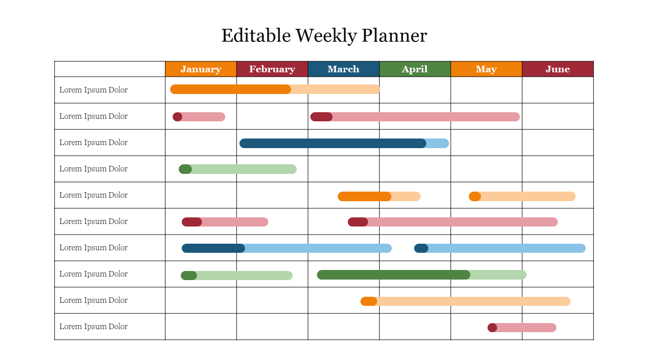 Editable Weekly Planner PowerPoint Presentation Slide 