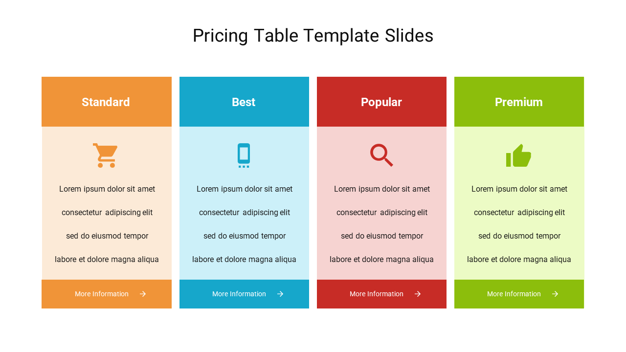 Pricing Table Template Google Slides