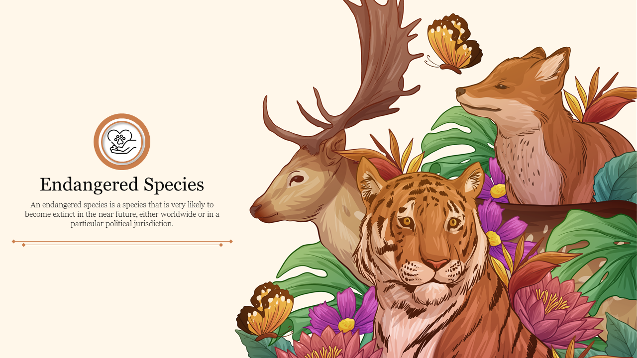 Discover Now! Endangered Species PPT Template Slide