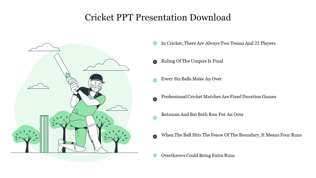 Free - Informative Cricket PPT Presentation Download Slide 