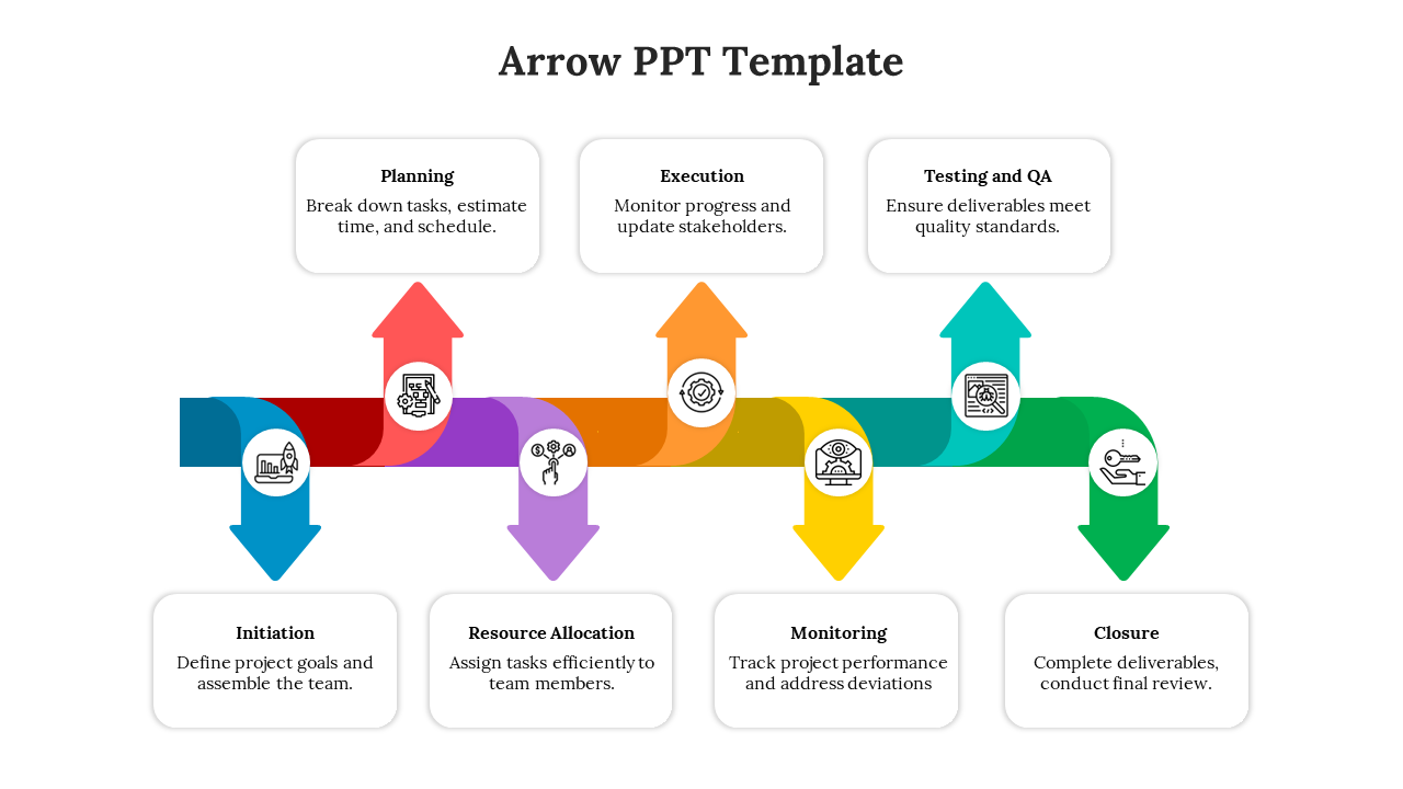 Free - Multicolor Arrow For PPT And Google Slides Template 