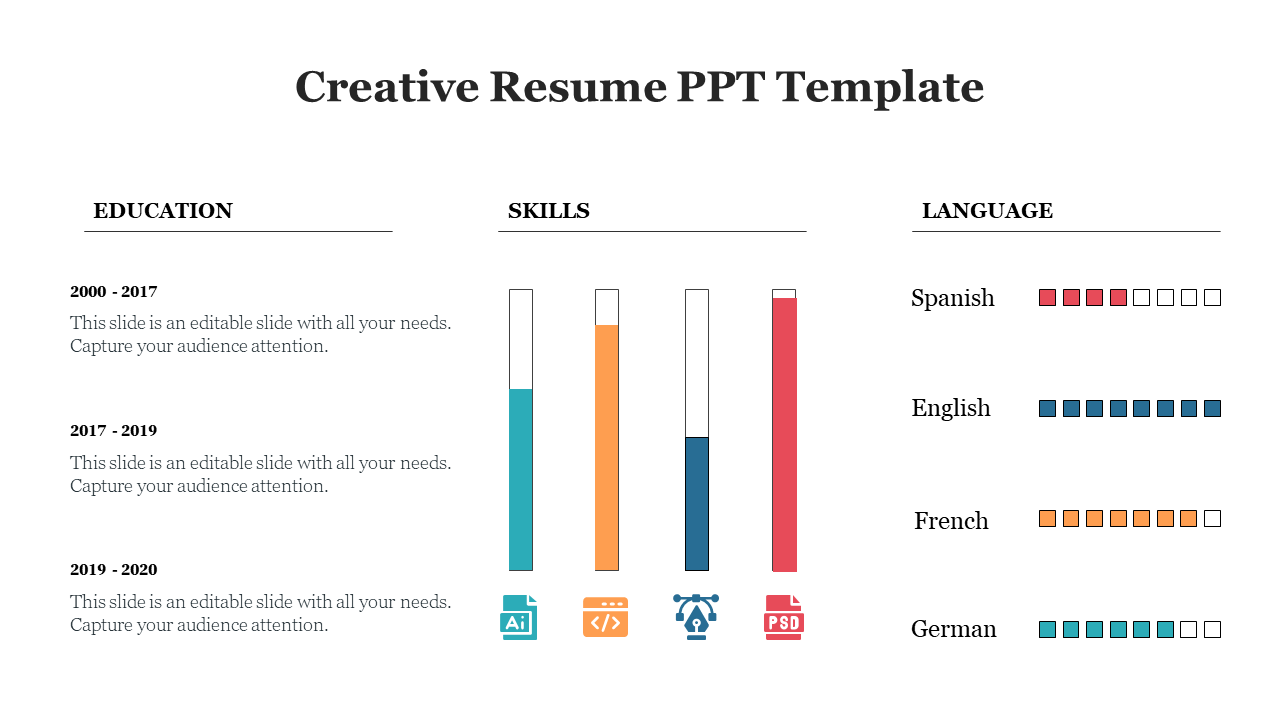 Creative Resume PPT Template 